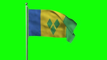 Saint Vincent and the Grenadines Waving Flag Green Screen Animation | Royalty-Free