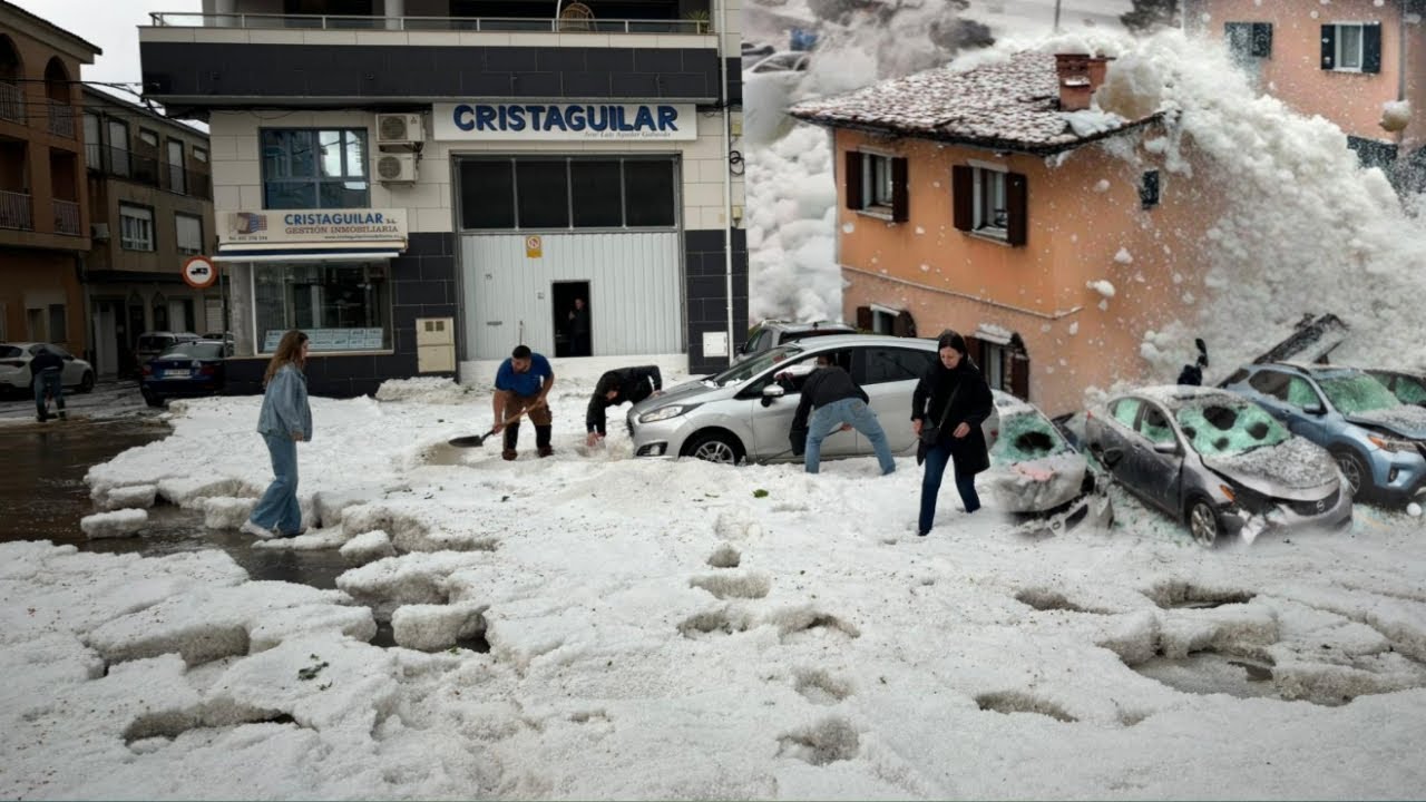 5 минут назад в Испании! Половина города на Майорке была смыта в море градом