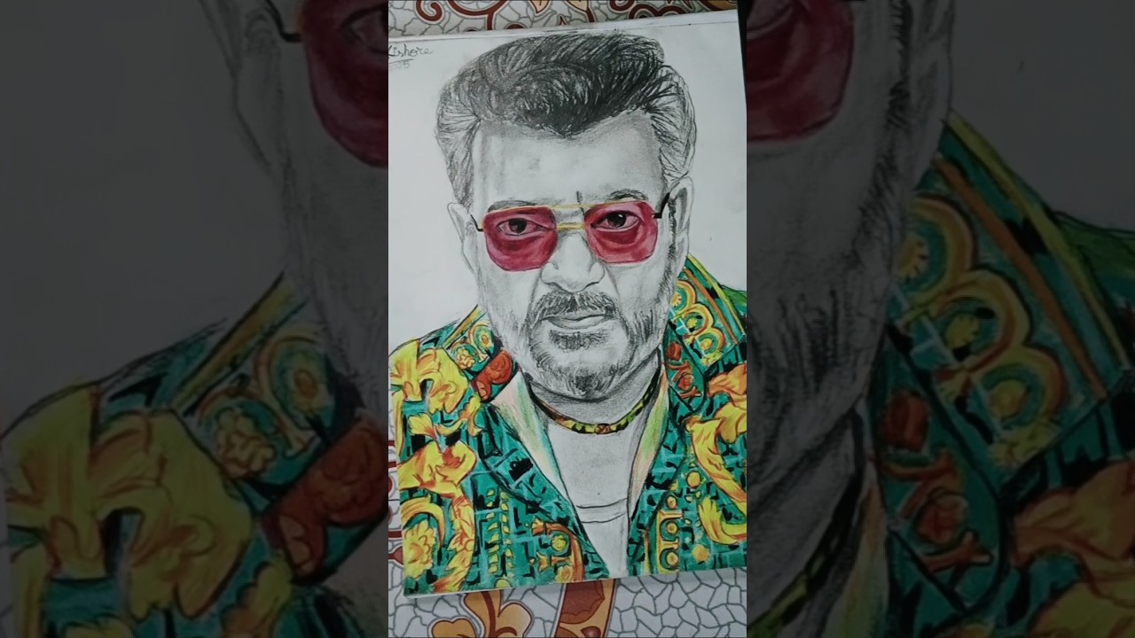 Drawing of Actor Ajith Kumar from Good Bad Ugly.