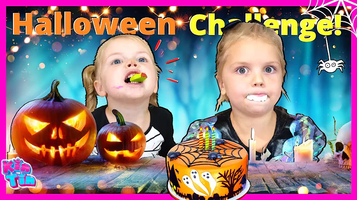 Baking Halloween Treats with Kin Tin Family! Ghost and Zombie Cake Challenge!