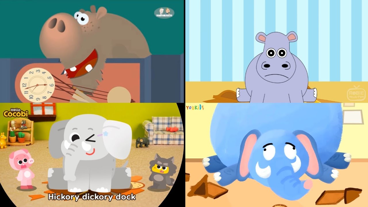 HICKORY DICKORY DOCK || 2 HIPPO VS 2 ELEPHANT || THERMOGRAM + COLOR ...
