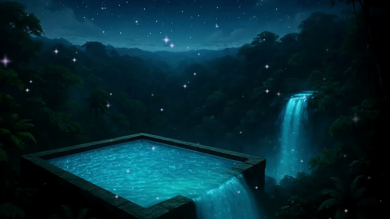 Hidden Rainforest Pool Ambience| Soft Water Sounds🌿💦