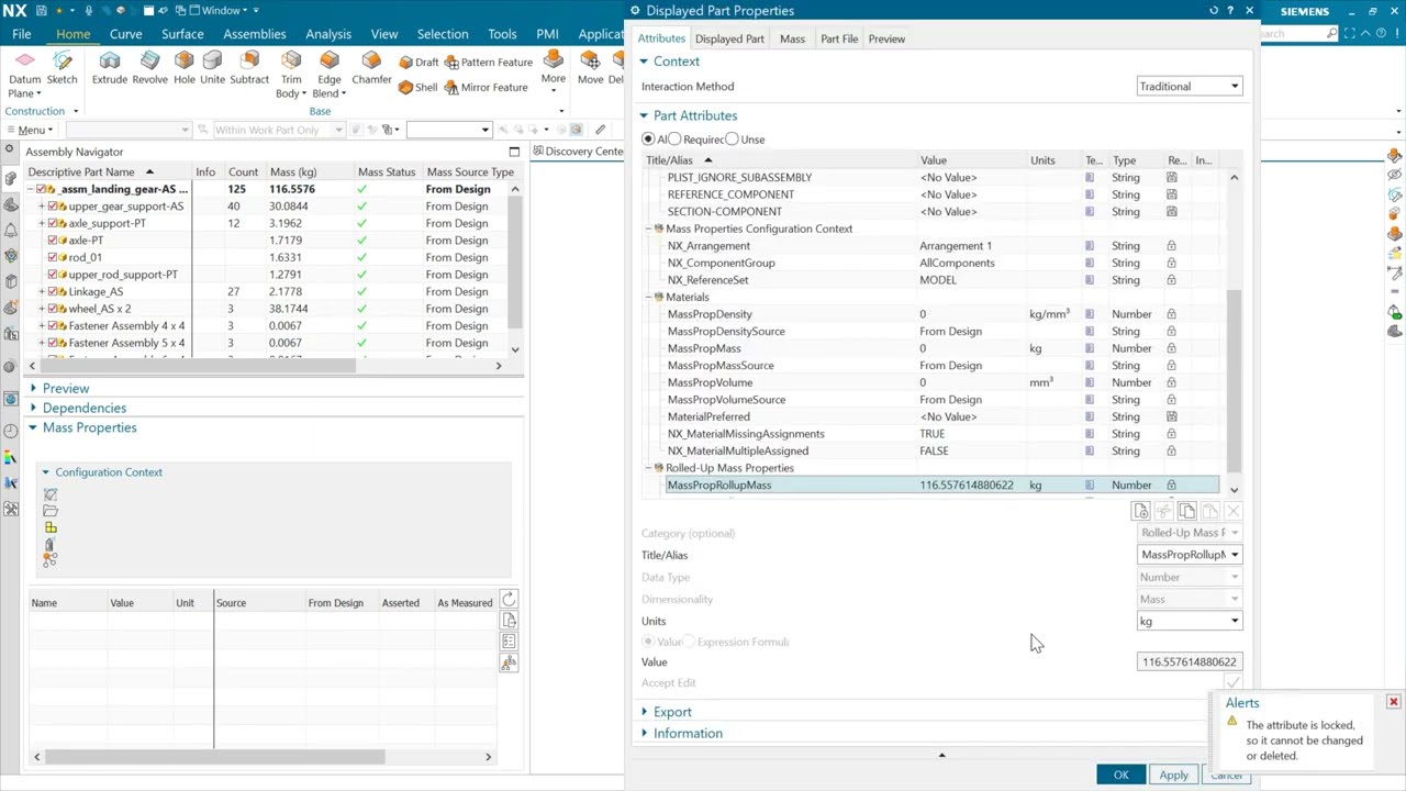 NX Assembly Mass Properties: MassPropRollup Attributes for all Parts [NX 2212]