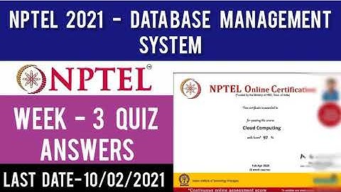 NPTEL 2021: DBMS Assignment 3 Solutions | Database Management System Week 3 Quiz Assignment Answers