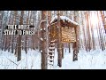 Building a tree house in harsh weather conditions. From start to finish.