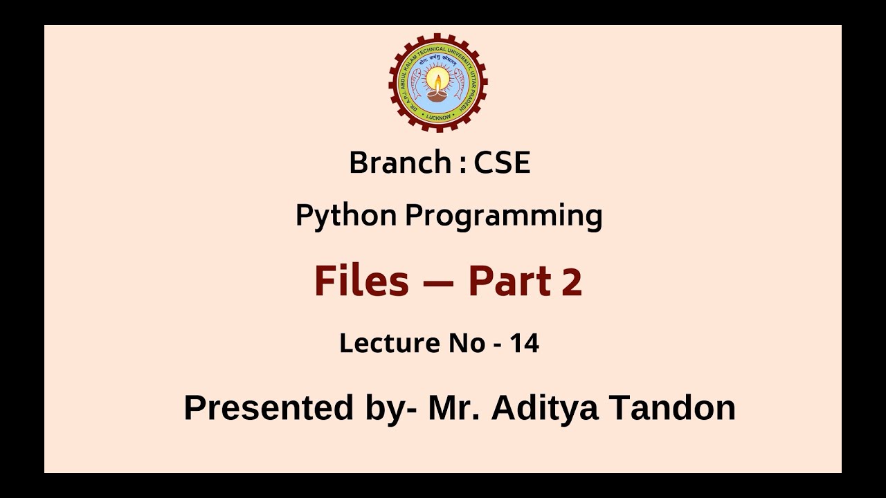 Python Programming | Files Part-2 | AKTU Digital Education - YouTube