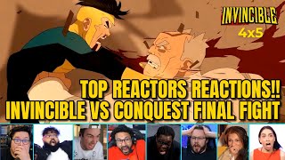 Reactors REACT to Invincible Vs Conquest Fight | Invincible Season 4 Episode 5