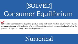 MEC 203 Numericals consumer behavior economics