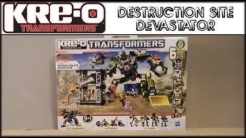 Animated Plastic Transformers Hasbro Kre-o Kreon Destruction Site Devastator Set Video Review