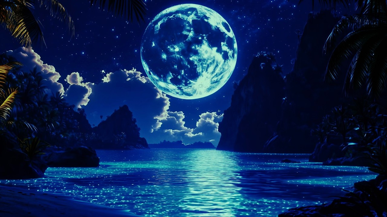 Dark Night Ocean Soundscape | Minimal Ambience | Fall Asleep in 5 min