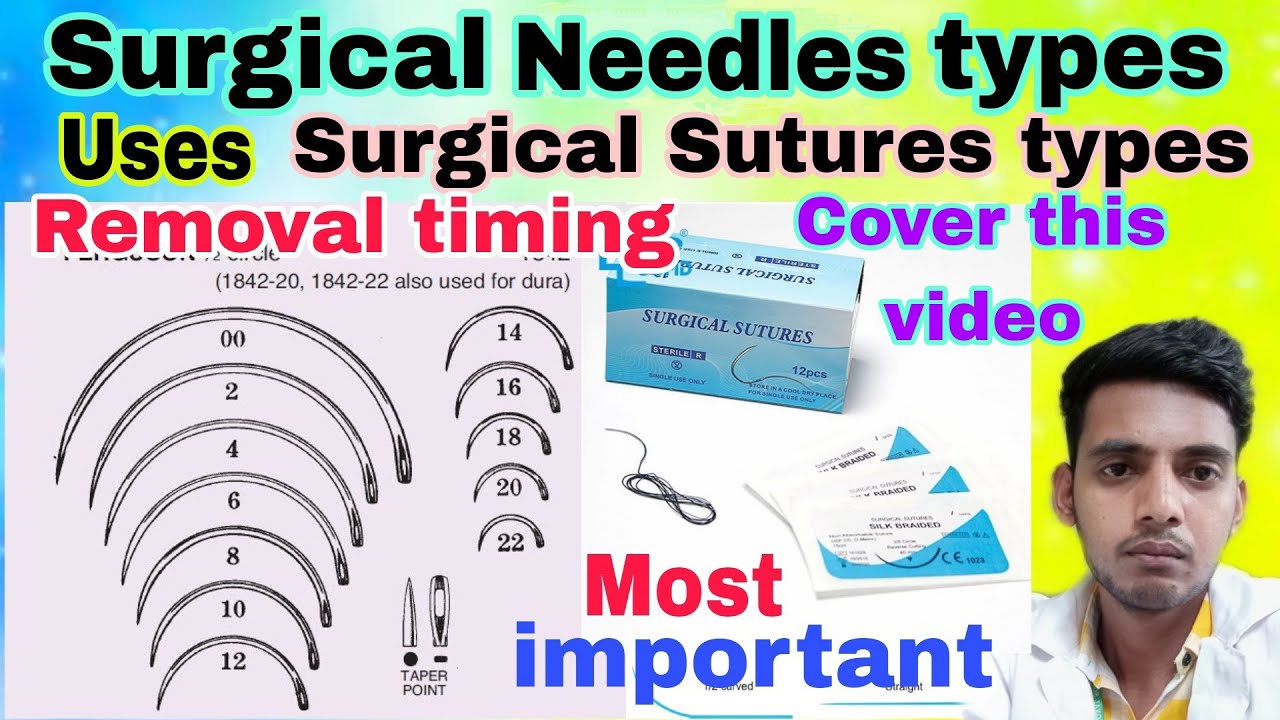 Surgical Needles typesSurgical Sutures typesremoval timing explain in