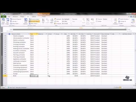 Microsoft Project Tutorial 4.3 Entering Material Resources