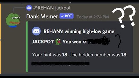 I WON DANK MEMER HIGHLOW MINI GAME JACKPOT !!!