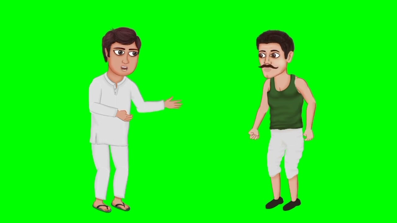 New green background cartoon videos two man talking - YouTube