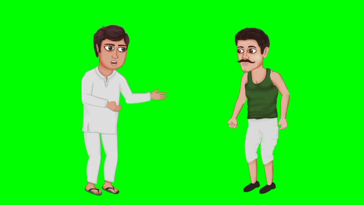 New green background cartoon videos two man talking
