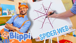 🕷️ Blippi Draws Spider Webs For Kids!🕸️ | Blippi Art | Learn To Draw Videos