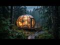 Rainy Night in a Glass Forest Cabin 🌲 Heavy Rain &amp; Crackling Fireplace Ambience