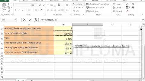 Use the INTRATE function to calculate the interest rate for a fully invested security (Excel 2013)