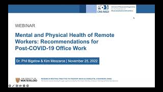 Webinar: Mental and Physical Health of Remote Workers - Recommendations for Post-COVID-19