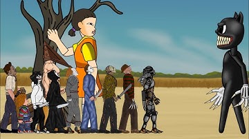 Cartoon Cat vs Squid Game & Horror’s Deadliest! Jason, Freddy, Chucky, Michael , Pennywise & More