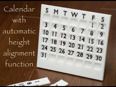Desk calendar with automatic height alignment function