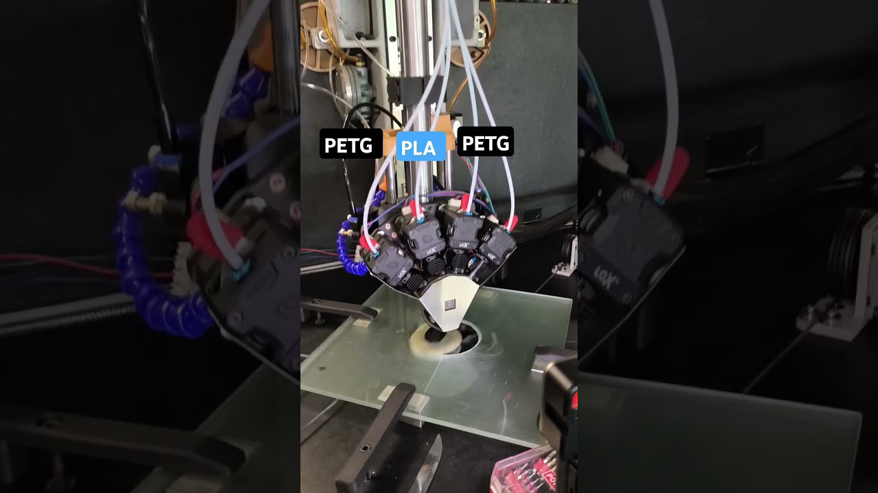 Mixing Filaments while printing. PLA core and PETG shell 