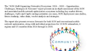 SON Self Organizing Networks Ecosystem