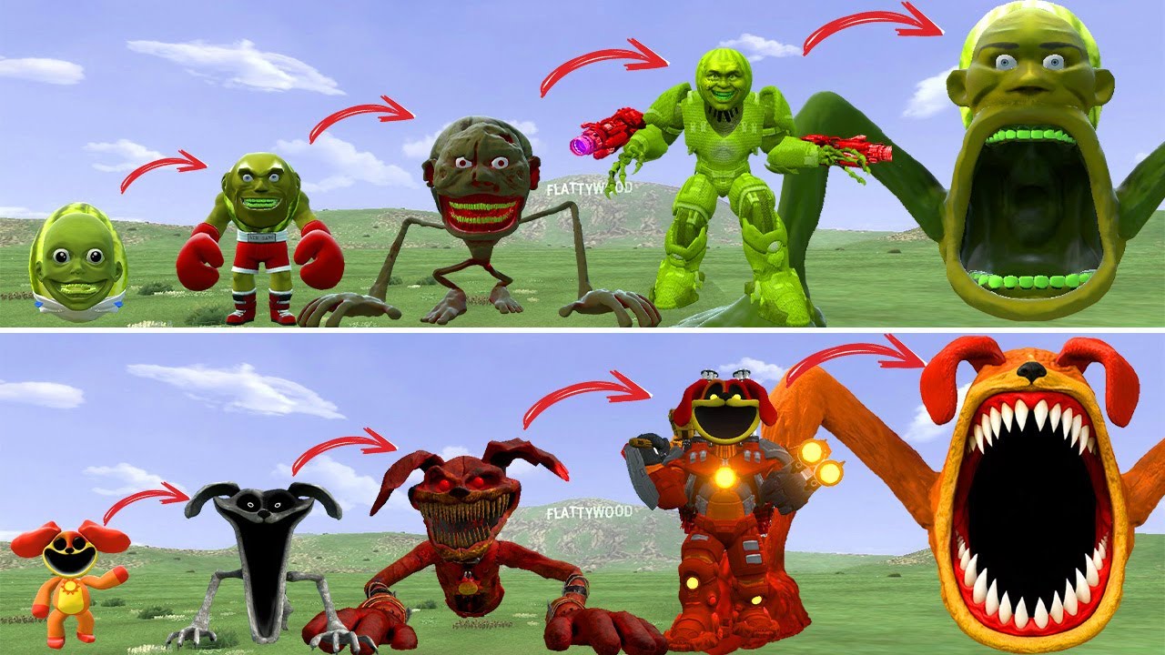 HELLO: ALL THE NEW EVOLUTIONS OF KING LINGANG MELON VS KING DOGDAY IN GMOD!