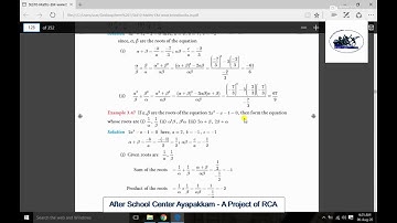 Rotary Club of Ambattur Class 10th Maths Relation Between Roots And Coefficients of Quadratic Equati