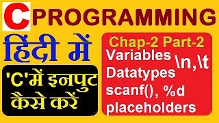 programming in c, variables, datatypes, scanf, %d, \n\t in hindi urdu - chap2- part-2