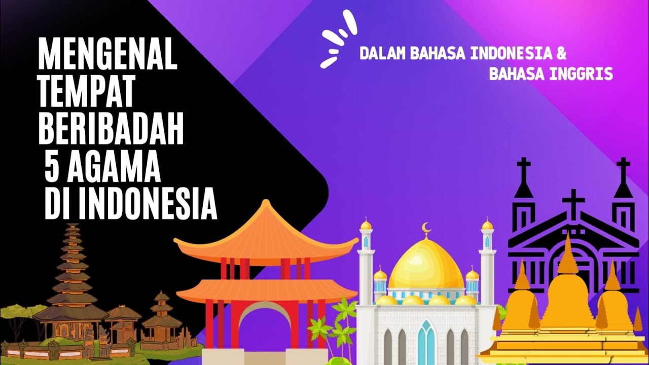 Moderasi beragama || tempat ibadah 5 agama || Bahasa Indonesia dan
