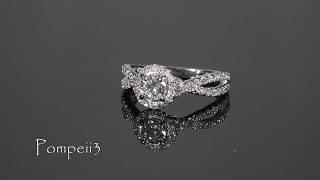 EX3 Lab Grown Halo Diamond Engagement Ring 14k White Gold by Pompeii3