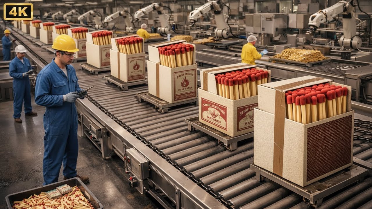 Inside the Factory: Turning Tons of Poplar Wood into Millions of Matchsticks (Full Process)
