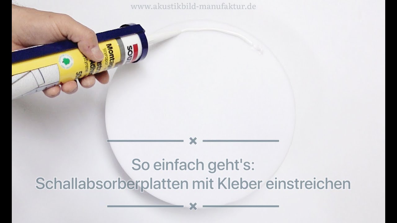 Basotect Schallschutzplatte anbringen durch Kleben. Schallabsorber Montage an Decke oder Wand.