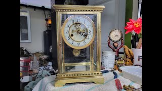 1880 1900s Crystal WATERBURY Clock Co  VISIBLE ESCAPEMENT