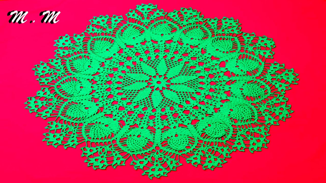 TAPETE VERDE DE 15 PIÑAS TEJIDO A CROCHET PASO A PASO (PARTE 1)| MANUALIDADES MARTINA