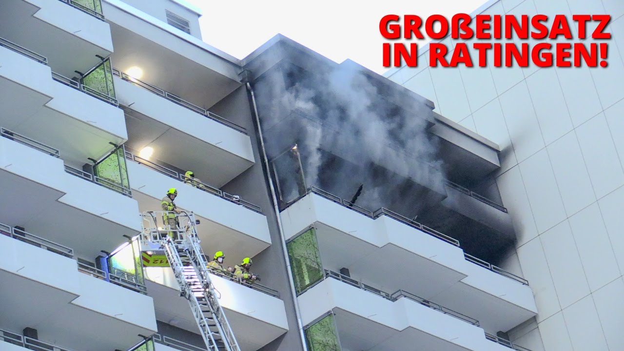 [DRAMATISCHER HOCHHAUSBRAND IN RATINGEN] - Wohnung in Vollbrand | 17 Bewohner gerettet | 8 Verletzte