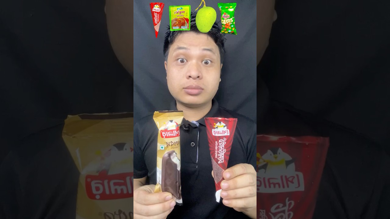 ASMR EATING POLAR ICE CREAM, TAMARIND CHUTNEY, MANGO, CHOCO BEAN GEMS, CHOCOLATE ICE CREAM 