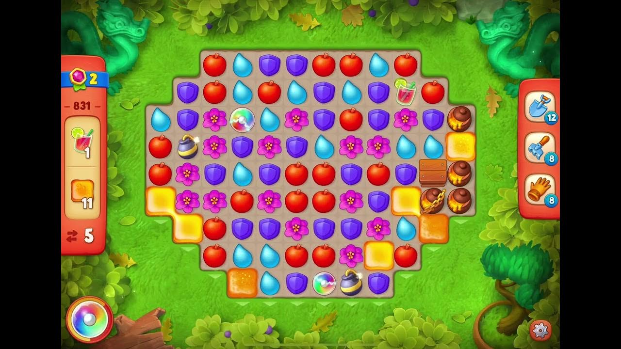 GardenScapes Level 831 no boosters (20 moves) YouTube