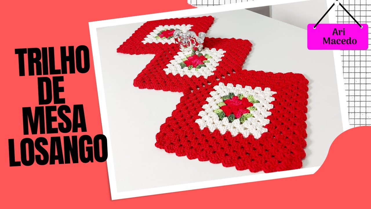Trilho de Mesa losango em crochê - Ari macedo