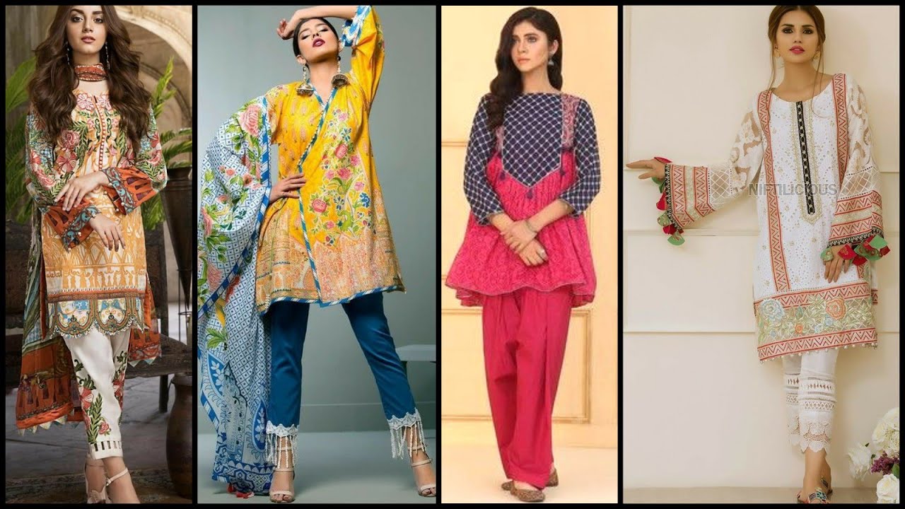 Lawn Cotton Kurti Designs/Lawn Cotton Casual Summer Short Kurtis Neck Sleeves Designs Collection