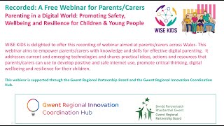 Webinar: Parenting in a Digital World: Promoting Safety, Wellbeing & Resilience for Young People