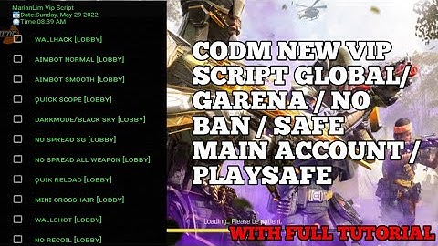 CODM NEW VIP SCRIPT GLOBAL/GARENA / NO BAN / SAFE MAIN ACCOUNT / PLAYSAFE