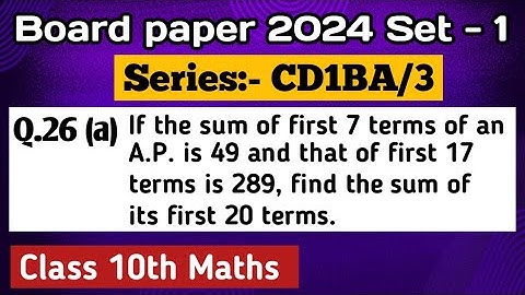 If the sum of first 7 terms of an A.P. is 49 and that of first 17 terms is 289, find the sum of its