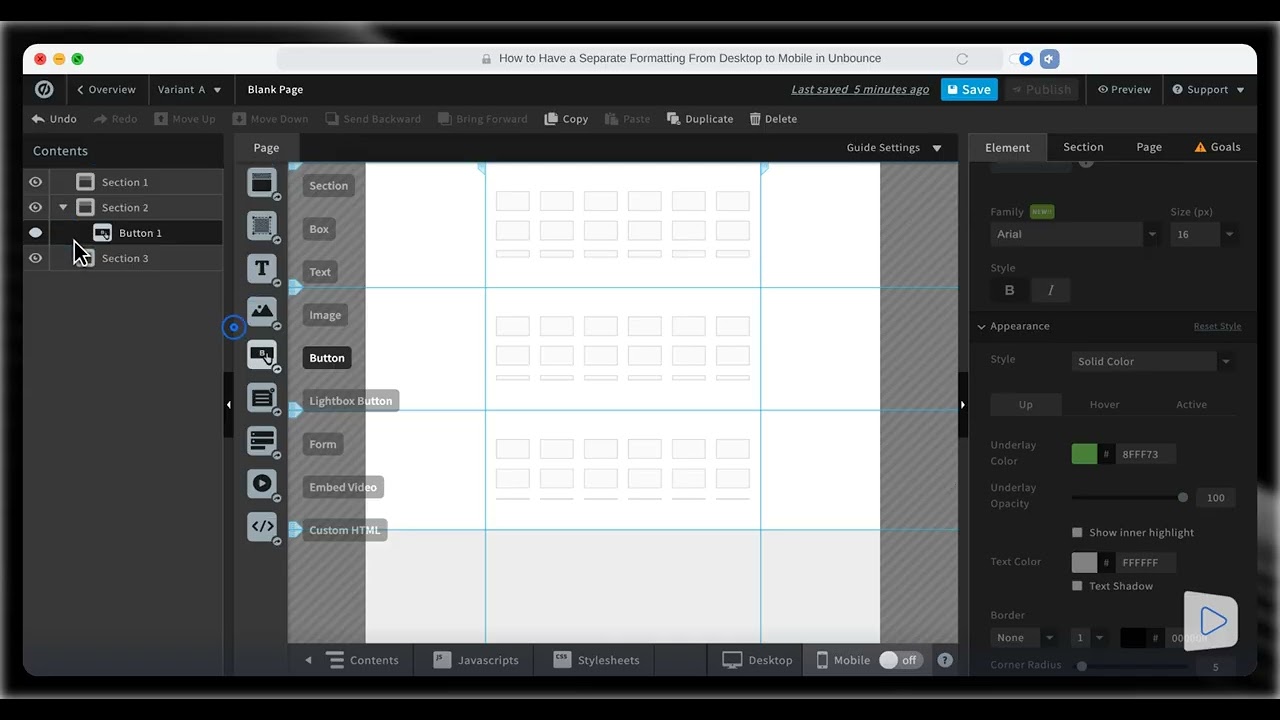 How to Customize Separate Desktop and Mobile Formatting in Unbounce