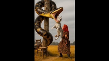 Will grandma fly up to fight the giant python and save her silver tabby cat? 🐍🔥😱Daadi ajgar se ladka