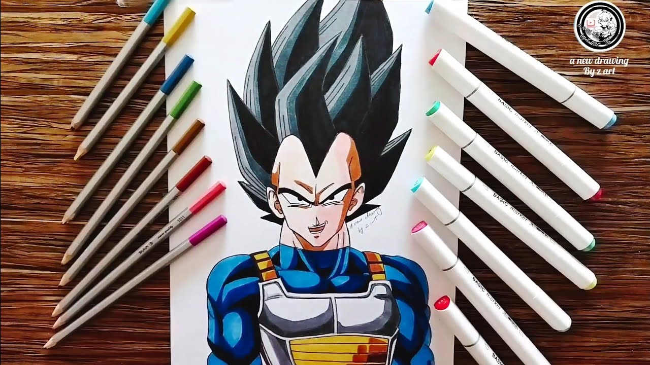 how to draw vegeta with colour pencil | easy step by step video ...