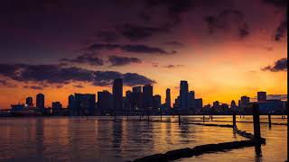 miami skyline sunset time laps