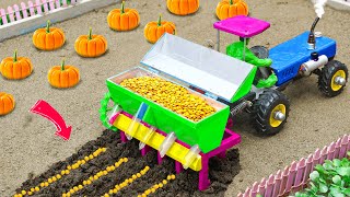 DIY mini tractor making agriculture Rotavator for Pumpkin farming plough machine ​⁠| @sanocreator