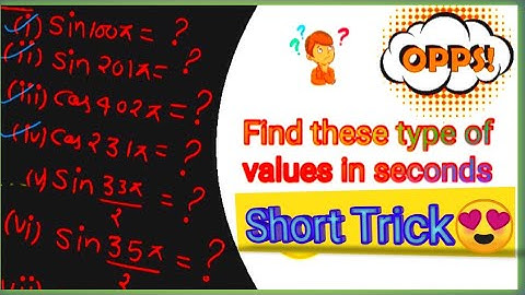 🔴 Find Trigonometric Values at 0 , π/2 , π , 3π/2 , 2π ... in seconds 🤩😇🤩😇 | Trigonometry | Angles